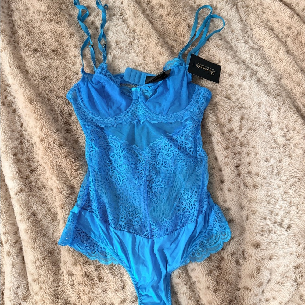 Frederick's of Hollywood Blue Lace Bodysuit